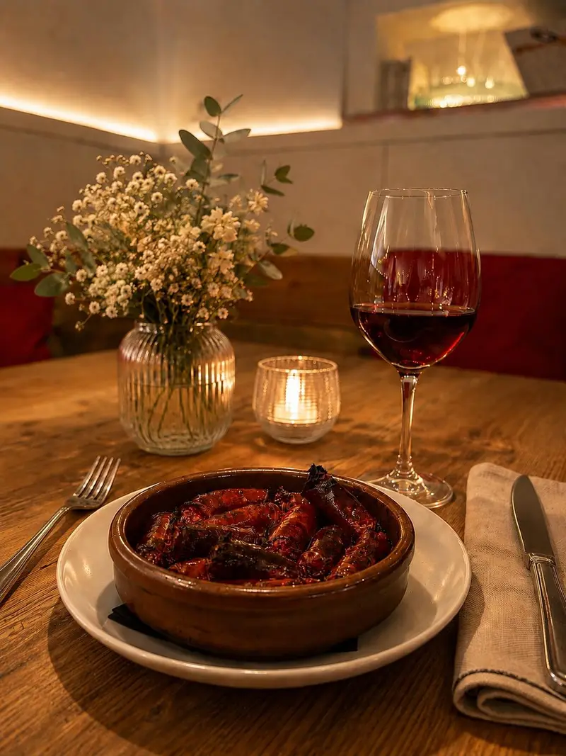 Chistorra alla griglia nel forno Josper da deVega Poblenou